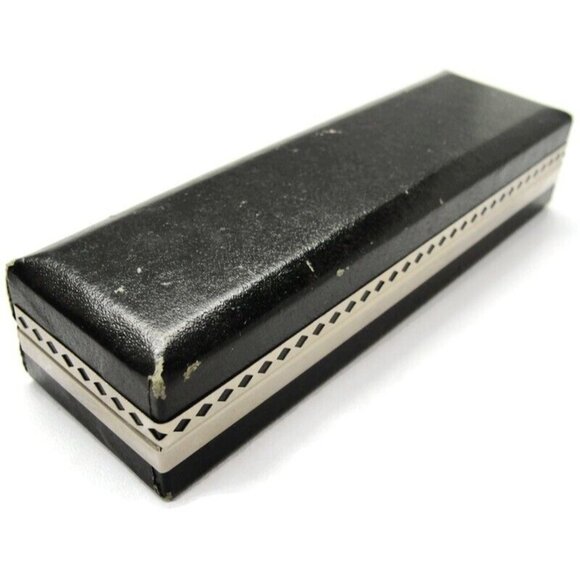 Signed Swank Set Silver Tone Square Cufflinks Neck Tie Clip Shirt Vintage IOB - Picture 11 of 12